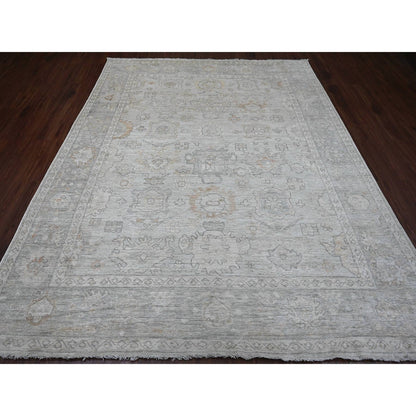 Oushak And Peshawar Wool Hand Knotted Rug Grey 8.0x9.10 -O020840