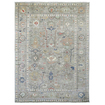 Oushak And Peshawar Wool Hand Knotted Rug Brown 8.6x11.2 -O020842