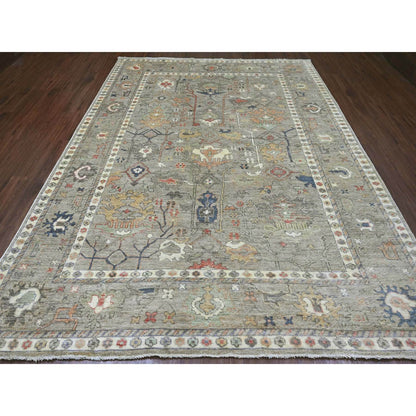 Oushak And Peshawar Wool Hand Knotted Rug Brown 8.6x11.2 -O020842