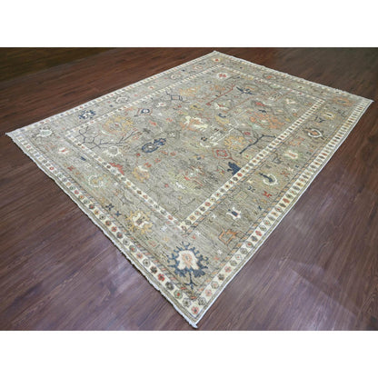 Oushak And Peshawar Wool Hand Knotted Rug Brown 8.6x11.2 -O020842