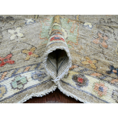 Oushak And Peshawar Wool Hand Knotted Rug Brown 8.6x11.2 -O020842