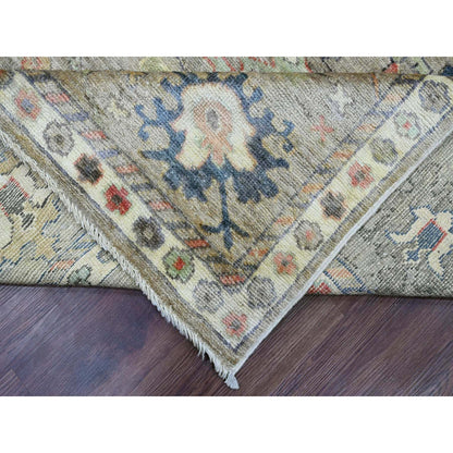 Oushak And Peshawar Wool Hand Knotted Rug Brown 8.6x11.2 -O020842