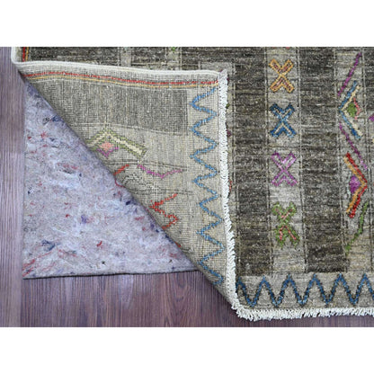 Tribal & Geometric Wool Hand Knotted Rug Grey 5.8x8.10 -O020848
