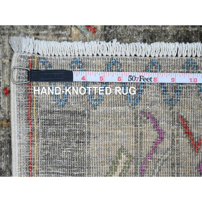 Tribal & Geometric Wool Hand Knotted Rug Grey 5.8x8.10 -O020848