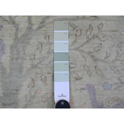 Oushak And Peshawar Wool Hand Knotted Rug Green 2.6x11.4 -O020854