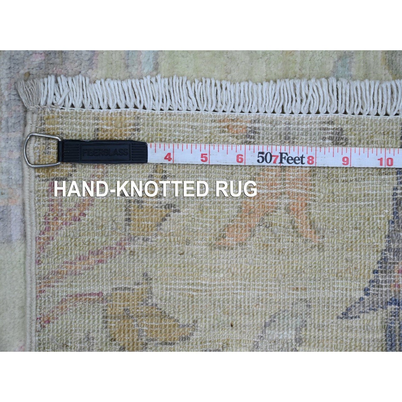 Oushak And Peshawar Wool Hand Knotted Rug Green 2.6x11.4 -O020854
