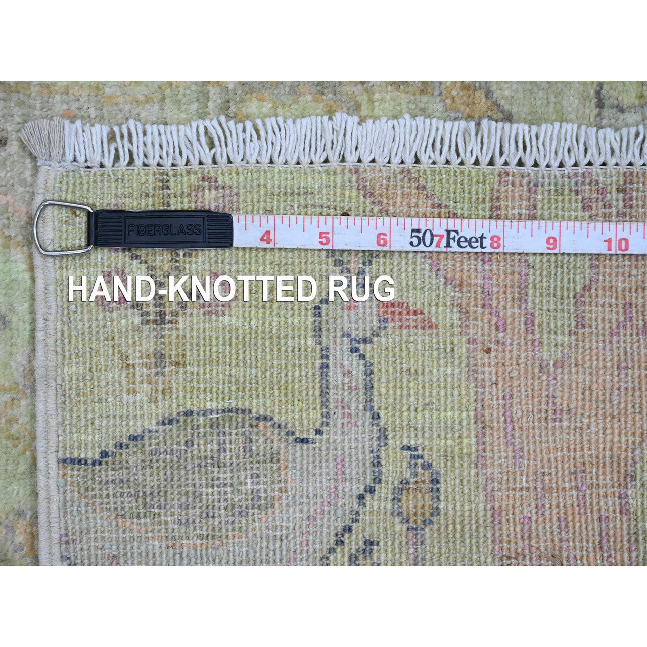 Green 2'5" x 9'9" Oushak And Peshawar Hand knotted Wool Rug - Sku: O020856