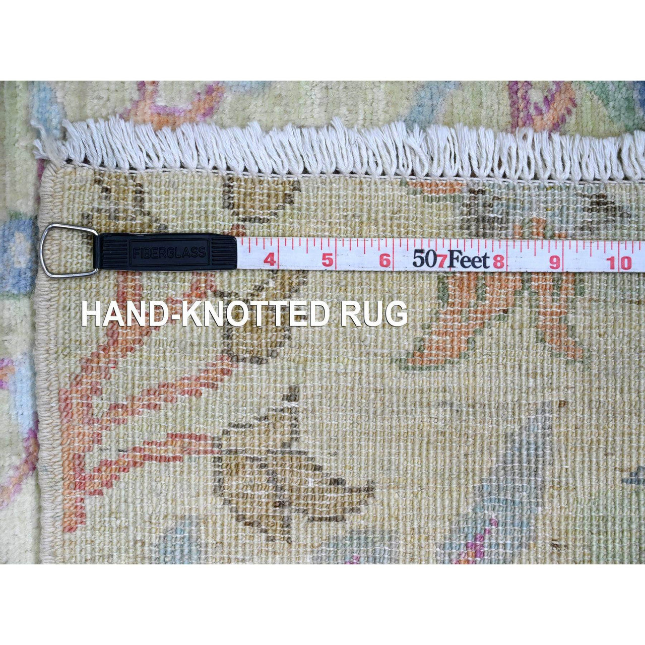 Oushak And Peshawar Wool Hand Knotted Rug Green 2.9x11.8 -O020858