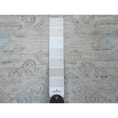 Oushak And Peshawar Wool Hand Knotted Rug Ivory 3.3x10.0 -O020860