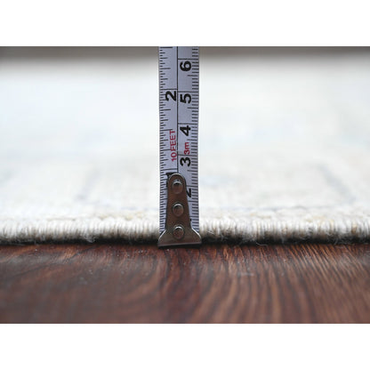 Oushak And Peshawar Wool Hand Knotted Rug Ivory 3.3x10.0 -O020860