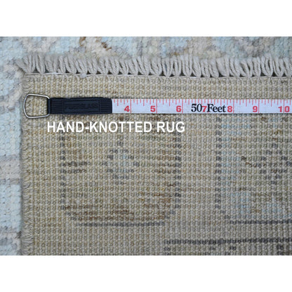 Oushak And Peshawar Wool Hand Knotted Rug Ivory 3.3x10.0 -O020860