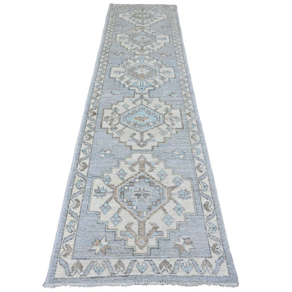 Oushak And Peshawar Wool Hand Knotted Rug Grey 2.8x10.7 -O020861