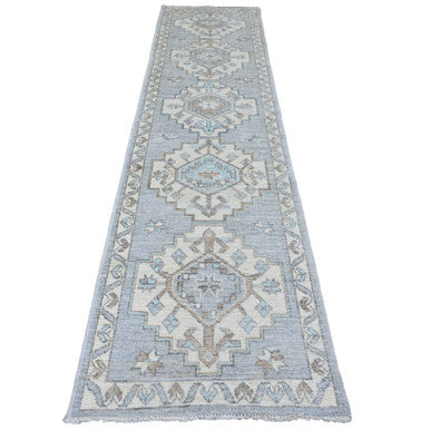 Oushak And Peshawar Wool Hand Knotted Rug Grey 2.8x10.7 -O020861