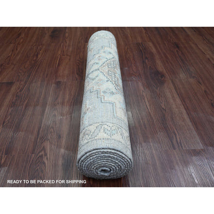 Oushak And Peshawar Wool Hand Knotted Rug Grey 2.8x10.7 -O020861