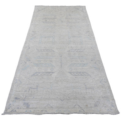 Oushak And Peshawar Wool Hand Knotted Rug Grey 4.1x8.0 -O020862