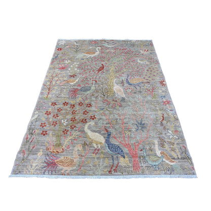 Oushak And Peshawar Wool Hand Knotted Rug Grey 5.0x6.9 -O020865