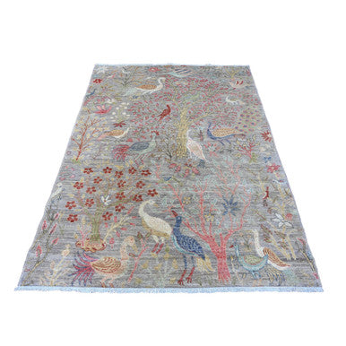 Oushak And Peshawar Wool Hand Knotted Rug Grey 5.0x6.9 -O020865