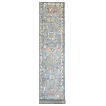 Heriz Wool Hand Knotted Rug Grey 2.8x15.6 -O020868