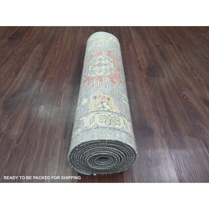 Heriz Wool Hand Knotted Rug Grey 2.8x15.6 -O020868
