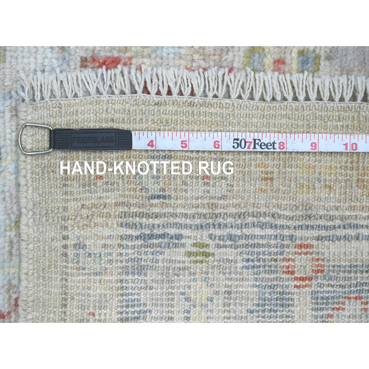 Ivory 4'1" x 10'1" Oushak And Peshawar Hand knotted Wool Rug - Sku: O020877