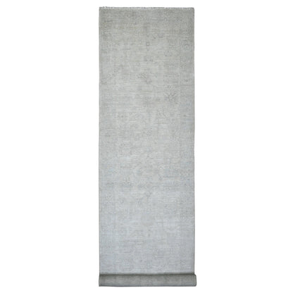 Oushak And Peshawar Wool Hand Knotted Rug Ivory 4.1x19.8 -O020878