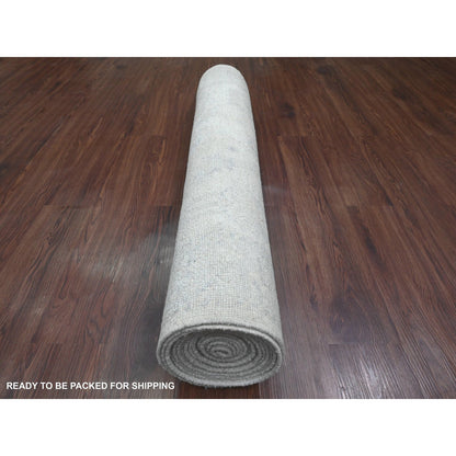 Oushak And Peshawar Wool Hand Knotted Rug Ivory 4.1x19.8 -O020878