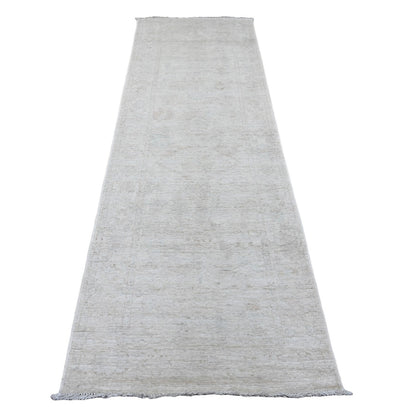 Oushak And Peshawar Wool Hand Knotted Rug Grey 3.0x9.7 -O020880