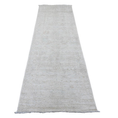 Oushak And Peshawar Wool Hand Knotted Rug Grey 3.0x9.7 -O020880