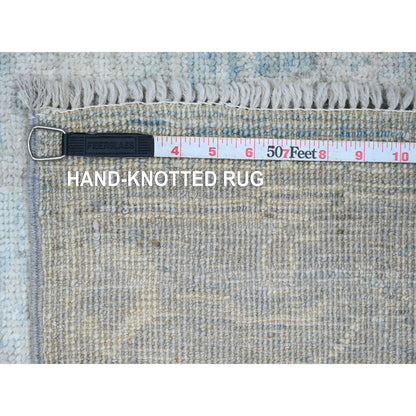 Oushak And Peshawar Wool Hand Knotted Rug Blue 2.10x9.7 -O020884