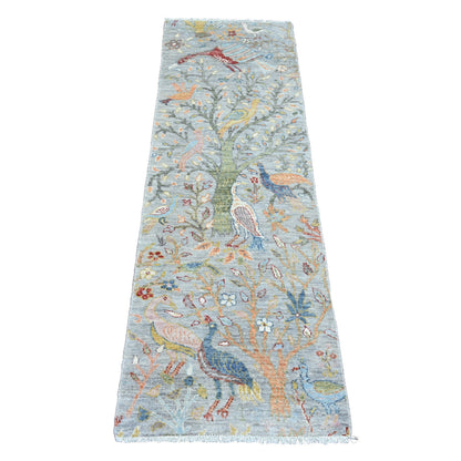 Oushak And Peshawar Wool Hand Knotted Rug Grey 2.0x6.2 -O020893
