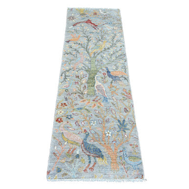 Oushak And Peshawar Wool Hand Knotted Rug Grey 2.0x6.2 -O020893