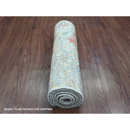 Oushak And Peshawar Wool Hand Knotted Rug Grey 2.0x6.2 -O020893