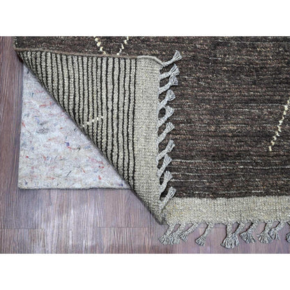 Tribal & Geometric Wool Hand Knotted Rug Black 8.11x12.8 -O020895