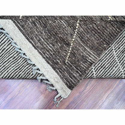 Tribal & Geometric Wool Hand Knotted Rug Black 8.11x12.8 -O020895