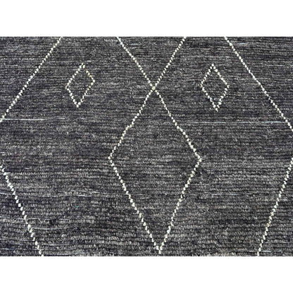 Tribal & Geometric Wool Hand Knotted Rug Black 8.11x12.8 -O020895