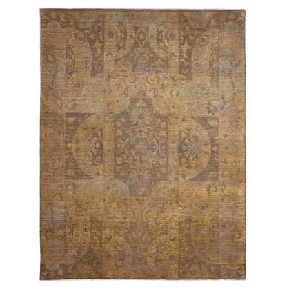 Tribal & Geometric Wool Hand Knotted Rug Brown 9.0x11.10 -O020902