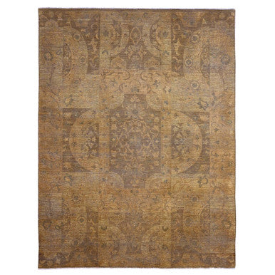 Tribal & Geometric Wool Hand Knotted Rug Brown 9.0x11.10 -O020902