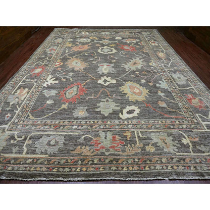 Oushak And Peshawar Wool Hand Knotted Rug Grey 12.0x15.7 -O020912