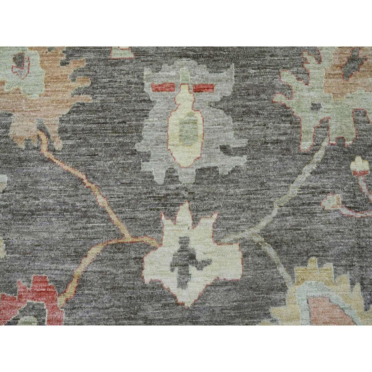 Gray 12'0" x 15'7" Oushak And Peshawar Hand knotted Wool Rug - Sku: O020912