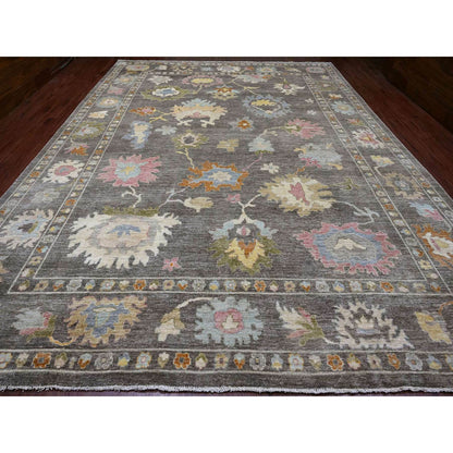 Oushak And Peshawar Wool Hand Knotted Rug Brown 11.10x15.9 -O020913