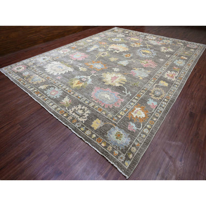 Oushak And Peshawar Wool Hand Knotted Rug Brown 11.10x15.9 -O020913