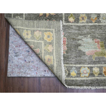 Oushak And Peshawar Wool Hand Knotted Rug Brown 11.10x15.9 -O020913