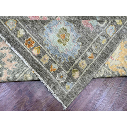 Oushak And Peshawar Wool Hand Knotted Rug Brown 11.10x15.9 -O020913