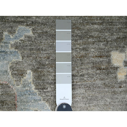 Oushak And Peshawar Wool Hand Knotted Rug Brown 11.10x15.9 -O020913