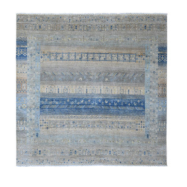 Tribal & Geometric Wool Hand Knotted Rug Grey 7.8x7.11 -O020915