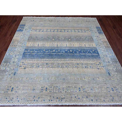 Tribal & Geometric Wool Hand Knotted Rug Grey 7.8x7.11 -O020915