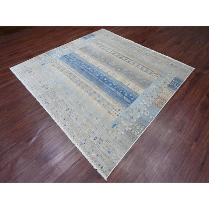 Tribal & Geometric Wool Hand Knotted Rug Grey 7.8x7.11 -O020915