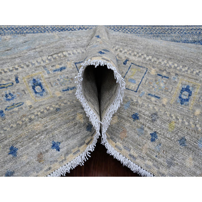 Tribal & Geometric Wool Hand Knotted Rug Grey 7.8x7.11 -O020915