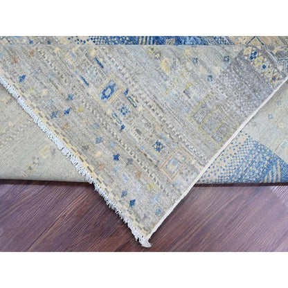 Tribal & Geometric Wool Hand Knotted Rug Grey 7.8x7.11 -O020915