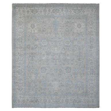 Oushak And Peshawar Wool Hand Knotted Rug Grey 8.4x9.9 -O020916